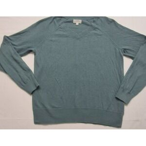Lucky Brand woman's Green v-neck tight knit pullover sweater sz. Sm super soft